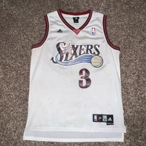 adidas White and Maroon Philadelphia 76ers Allen Iverson #3 Jersey
